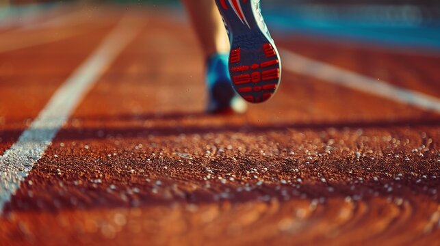 Running track athlete feet in motion sprinting speed workout exercise fitness competition race training - Powered by Adobe