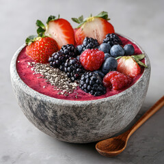 Berry smoothie bowl with chia seeds