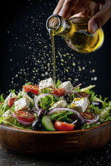 Fresh Greek salad with olive oil