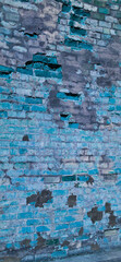 Grunge, Aged, Distressed, Weathered Brick & Mortar of Century Old Brickwork Wall w/Texture, Pattern, & Visual Interest for Backdrop, Background, Wallpaper, Border, Frame in Teal, Lavender, & Gray