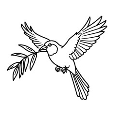 Obraz premium Dove carrying olive branch line art peaceful symbol hope and new beginnings