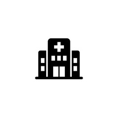 Naklejka premium Hospital Building Simple silhouette White cross Healthcare facility Medical assistance