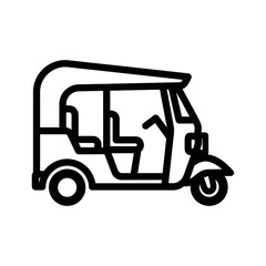 Auto Rickshaw Line Art Transportation in Asia Minimalist Style