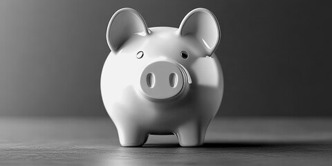 White piggy bank stands on a flat surface creating a minimalist look