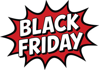 Black Friday Sale Banner Graphic In Pop Art Style With Bold Typography