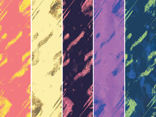 Retro Punk Poster Texture Set – Graffiti Street Art, Comic Gradient, Grunge Folded Paper & Halftone Backgrounds