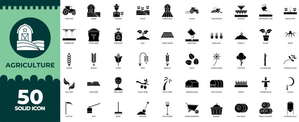 Collection of Agriculture Solid Icon Set