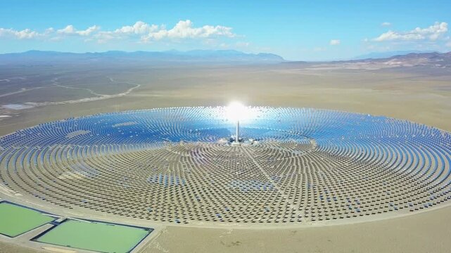 The ivanpah solar electric generating system shines brightly in the desert landscape