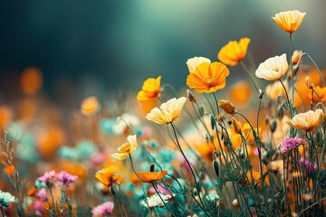Vibrant wildflowers in a meadow.