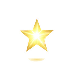 Radiant golden starburst award shines bright with dazzling light effects, symbolizing achievement, excellence, and success for recognition.
