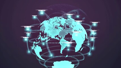 Global Network: A captivating digital rendering of a globe encircled by an intricate network of interconnected data streams, symbolizing seamless global communication. - Powered by Adobe