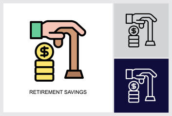 Retirement Savings icon Multi Style Vector Illustration 