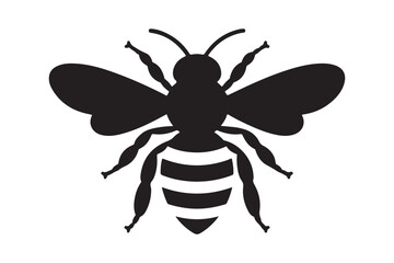 Fototapeta premium Simple black silhouette of a bee with striped abdomen