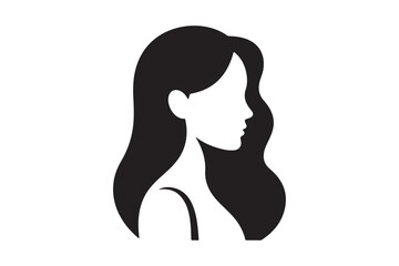 Silhouette of a woman s profile with long wavy hair