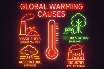 Global Warming Effects Infographic Showing Climate Impact and Environmental Changes for Science Education