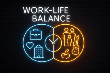 Neon Equilibrium Showing Balance and Stability Concepts for Science and Business Graphics