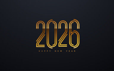 2026 Happy New Year Greeting Card Design. Vector Illustration With Golden 2026 Sign.