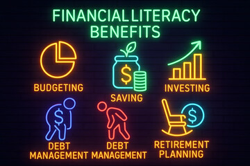 Financial Wisdom Icons Showing Money Management and Investment Principles for Finance Education