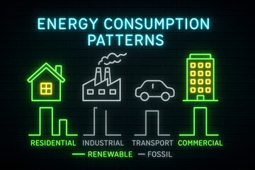 Energy Consumption Spectrum Showing Power Usage and Efficiency Metrics for Environmental Planning