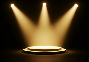 Illuminated presentation stage podium spotlight display for product launch and event showcasing