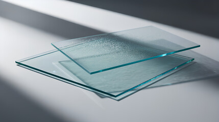 Naklejka premium Layered Teal-Edge Glass Sheets with Sparkle Dust
