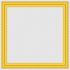 Fototapeta premium Squared golden vintage textured wooden frame for your design. Vintage cover. Place for text. Vintage antique gold beautiful frames for paintings or photographs. Template vector illustration.