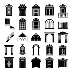 Professional Architecture Vector Icons, Clean Minimalist Building Symbols for Construction, Real Estate, Urban Development, and Graphic Design Projects