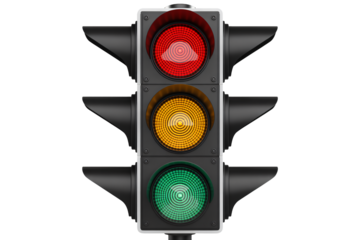 Illuminated traffic signal with stop, caution and go lights