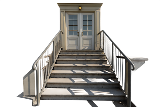 Digital png illustration of stairs and door on AI Generated by PNG - Powered by Adobe