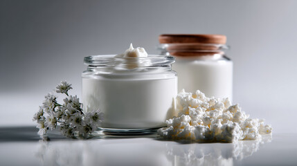 A vase of healthy white yogurt
