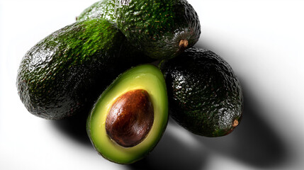 avocados on white background
