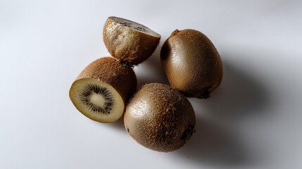 Group of Ripe Kiwifruits Isolated on White