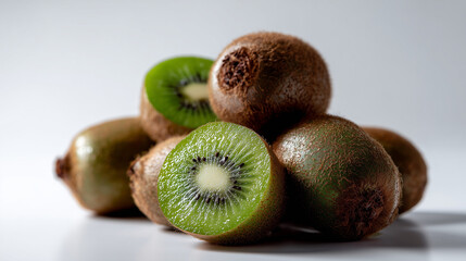 Healthy Tropical Kiwi Fruits on White Background