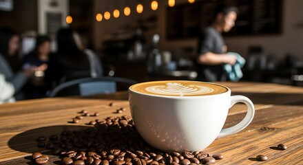 Latte Art in a Busy Coffee Shop.