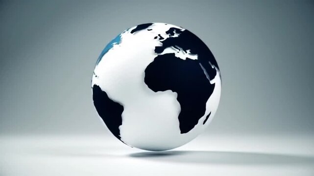 Animated 3D Globe with Continents Rotating and Highlighting, Representing Global Connection