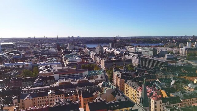 Stockholm, Sweden, panoramic view of downtown, with the central station, the old town and the royal palace