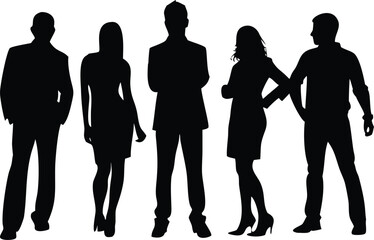 Silhouette of Business Professionals Depicting Teamwork and Collaboration in Corporate Environment