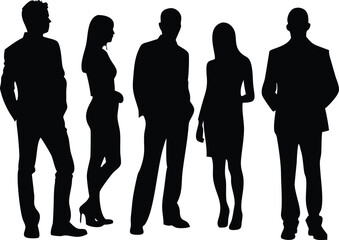 Silhouetted Business Professionals Illustrating Teamwork Leadership and Corporate Environment