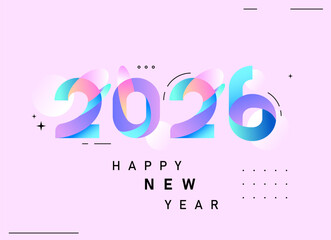Happy new year 2026 vector illustration. Colorful design, trendy style, 2024 calendar