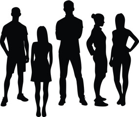 Silhouette of Diverse Group of People Standing Together in Solidarity and Unity