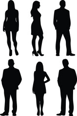 Silhouette Collection Business Professionals Diverse Teamwork Elegant Figures