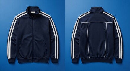Tracksuit Mockup Front and Back Views on Blue Background