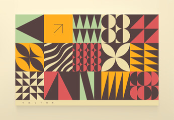 Fototapeta na wymiar Abstract geometrical pattern. Mosaic. Vector illustration for poster art, cover, brochure, card, presentation, flyer or banner.