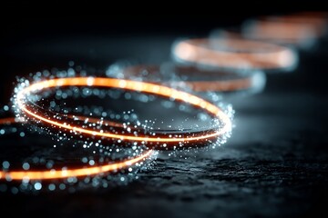 Cross section of glowing bio data ring layered over dark background futuristic clean energy concept minimal UI theme