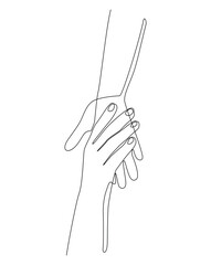 One continuous line drawing of Handshake for Help and Friendship illustration Editable Stroke