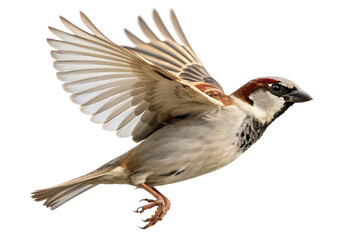 Obraz premium Flying Sparrow isolated on AI Generated by PNG
