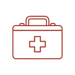 Continuous line art first aid kit box illustration on white background