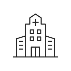 Continuous line drawing of a modern hospital building