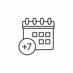 calendar plus seven days icon sign vector