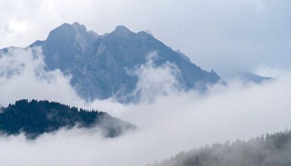 Misty mountain peaks